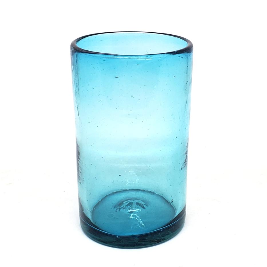 Vasos de Vidrio Soplado / Juego de 6 vasos grandes color azul aqua / stos artesanales vasos le darn un toque clsico a su bebida favorita.